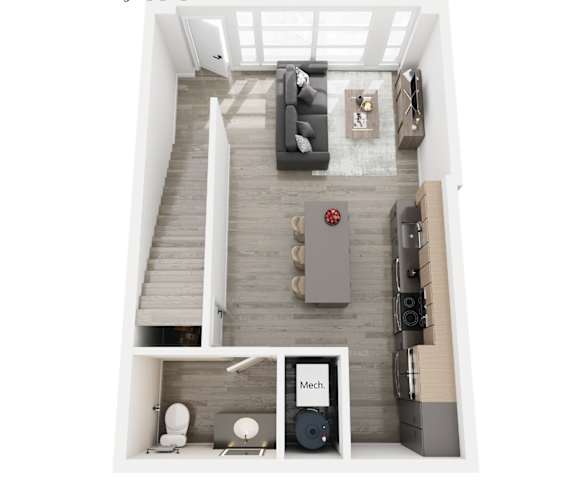 1 bedroom, 1 bathroom townhome floor plan at Brickside Heights, Millcreek, UT
