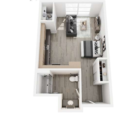 Studio A Floorplan at Brickside Heights, Millcreek