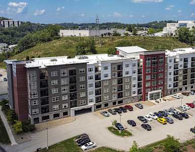 Aerial Building Exterior View at Cosmopolitan Apartments, Pittsburgh Pennsylvania