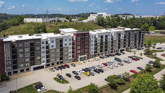 Aerial Building Exterior View at Cosmopolitan Apartments, Pittsburgh Pennsylvania