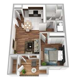 Tilian Point Apartments in Woodburn, Oregon 1 Bedroom Floor Plan