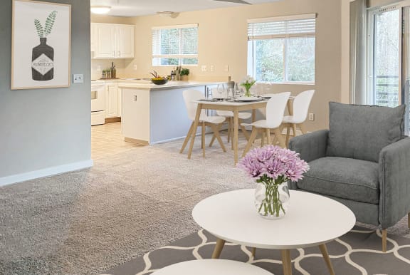 a living room with a couch and a table  at Sitka Heights, Washington, 98424