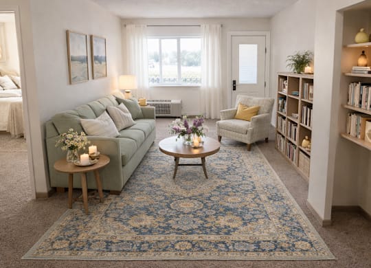 Spacious Living Room at River Commons Senior Living, Redding, 96002
