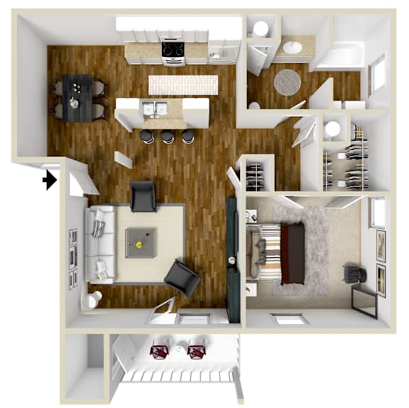 1x1 The Chateau | 870 Sq. Ft. at Highpointe Apartment Homes, Brandon