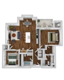 3D floor plan of the Magnolia