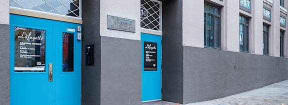 Street view of entrance to Lafayette