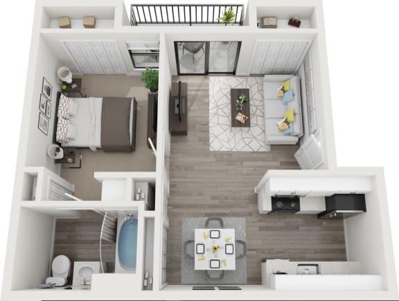 a floor plan of a two bedroom apartment with a bathroom and kitchen