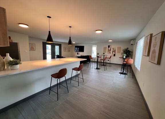 BRIX Apartments Clubhouse Lounge and Kitchen