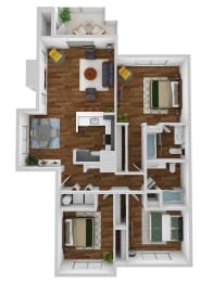 3D floor plan of the Elm