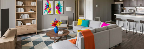 Living And Kitchen View at Woodland Ridge Apartments, Illinois