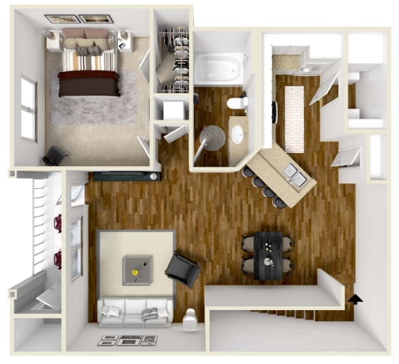 Floor Plan  One bedroom, One bathroom floor plan at Audubon Park in Zachary, LA