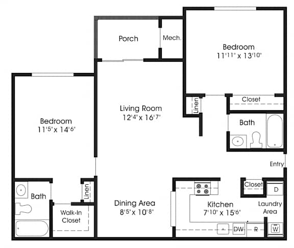 2 bed 2 bath C at The Apartments at Owings Run, Owings Mills, Maryland