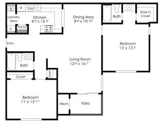2 bed 2 bath B at The Apartments at Owings Run, Owings Mills, 21117
