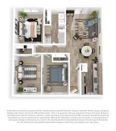 A floor plan of a 3 Bed/1 Bath apartment at Willow Creek.