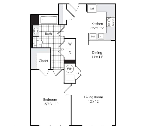 A floor plan for a property called The Cortlandt shows a living room, dining room, kitchen, and two bedrooms.