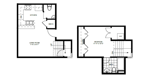 A floor plan for the New Manchester flats Building II, showing the first and second floor layouts.