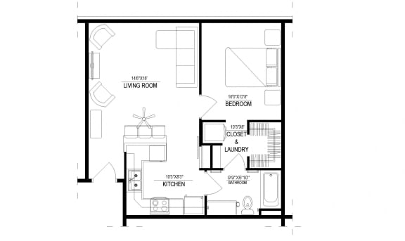 Floor Plan  1 Bed/1 Bath, Detached Garage Floor Plan