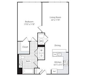 A floor plan for an apartment at the View South in Edgewater, MN.