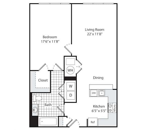 A floor plan for an apartment at the View South in Edgewater, MN.