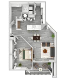 1 bedroom 1 bath The Preserve at Westchase A2 3D Floor Plan at The Preserve at Westchase, Tampa, Florida