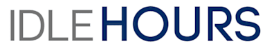 Idle Hours logo with grey and blue text