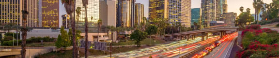 Freeway and Skyline at Maxfield Lofts, Los Angeles California