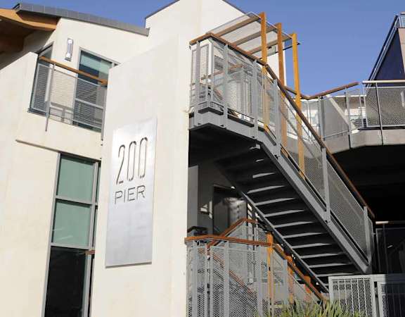 200 Pier property sign on the side of the building