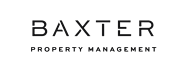 A green background with the words BAXTER PROPERTY MANAGEMENT.