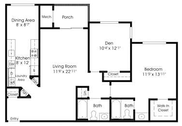 1 bed 2 bath A at The Apartments at Owings Run, Maryland