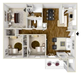 3 Bed 2 Bath Floor Plan | 1,400 Sq. Ft. at Reserve of Jackson Apartment Homes in Jackson, MS