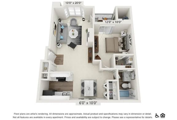 The Aster 1 Bed - 1 Bath |700 sq. ft.