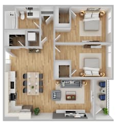 Arts Plaza Apartments in Gresham, Oregon Two Bedroom Floor Plan