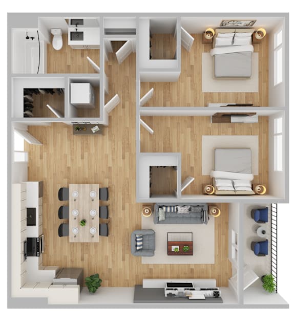 Arts Plaza Apartments in Gresham, Oregon Two Bedroom Floor Plan