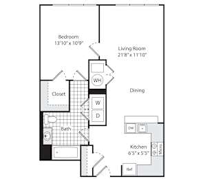 A floor plan for an apartment at The View South in Edgewater, MN.