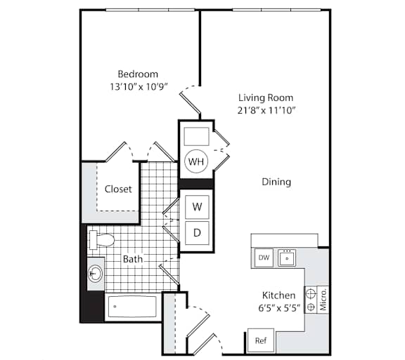A floor plan for an apartment at The View South in Edgewater, MN.
