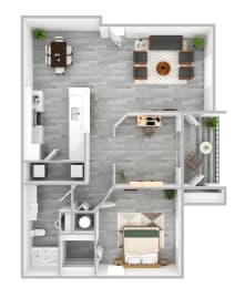 1 bedroom 1 bath The Preserve at Westchase A3 Renovated 3D Floor Plan at The Preserve at Westchase, Tampa, FL 33626