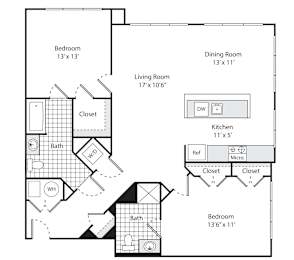A floor plan for a property rented by Edge Water at 15 Somerset Lane.