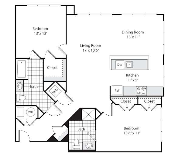 A floor plan for a property rented by Edge Water at 15 Somerset Lane.