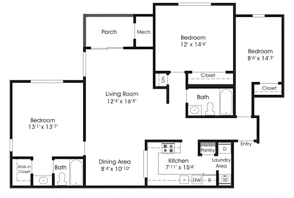 3 bed 2 bath at The Apartments at Owings Run, Owings Mills, MD, 21117