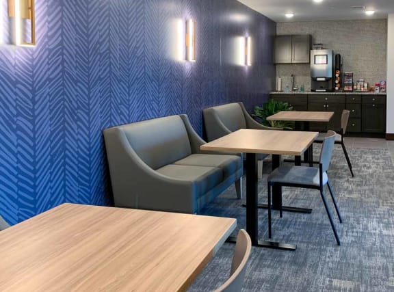 The coffee lounge with booths and tables
