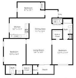 3 bed 2 bath B at The Apartments at Owings Run, Owings Mills, 21117