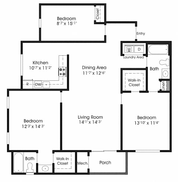 3 bed 2 bath B at The Apartments at Owings Run, Owings Mills, 21117