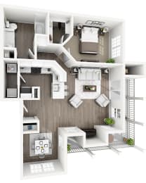 Lexington Farms - A2  - 1 bed 1 bath - 3D