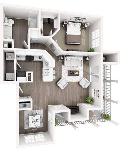 Lexington Farms - A2  - 1 bed 1 bath - 3D