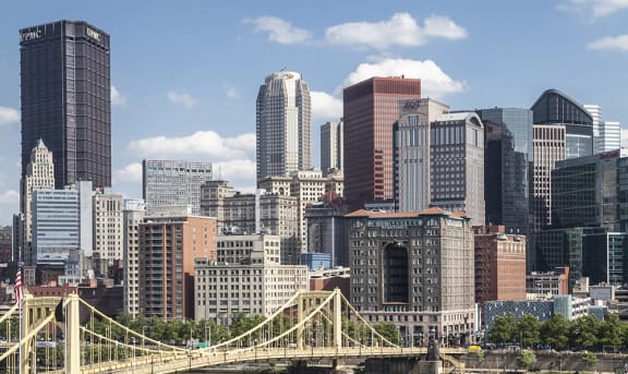 View of Downtown Pittsburgh and Baseball Stadium at May Building Apartments, Pittsburgh, PA, Pennsylvania