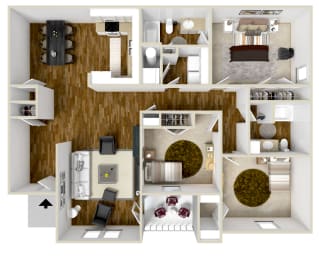 3 Bed, 2 Bath Floorplan | 1,329-to1,365 Sq. Ft. at The Vineyard at Castlewoods Apartment Homes in Brandon, MS