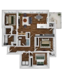 3D floor plan of the Wisteria