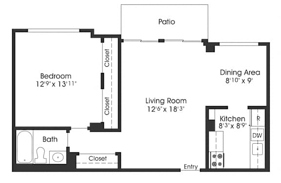 1 bed 1 bath A at Seminary Towers, Alexandria, VA, 22304