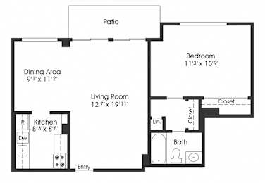 1 bed 1 bath B at Seminary Towers, Alexandria, VA