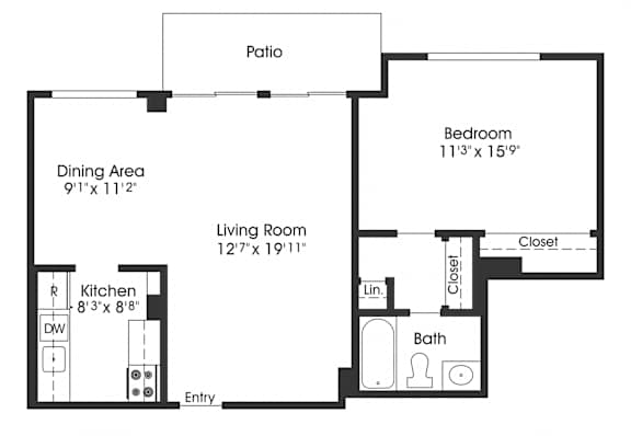 1 bed 1 bath B at Seminary Towers, Alexandria, VA